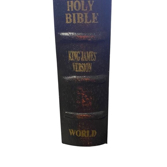 Faux Book Decorative Storage Box Holy Bible King James Velvet Lined  6"x4"x2" - Picture 9 of 14
